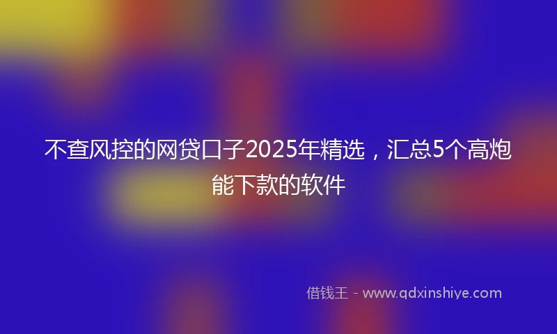 不查风控的网贷口子2025年精选，汇总5个高炮能下款的软件