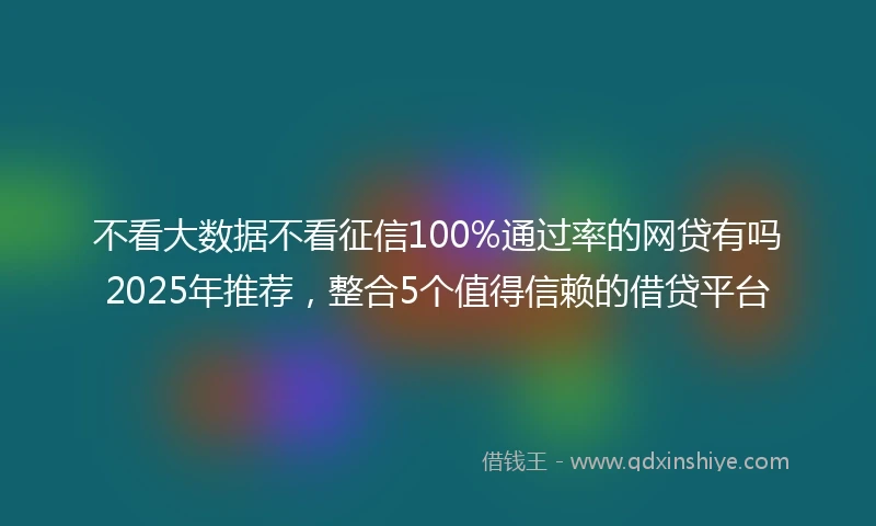 不看大数据不看征信100%通过率的网贷有吗2025年推荐，整合5个值得信赖的借贷平台