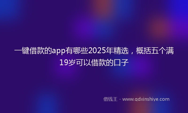 一键借款的app有哪些2025年精选，概括五个满19岁可以借款的口子