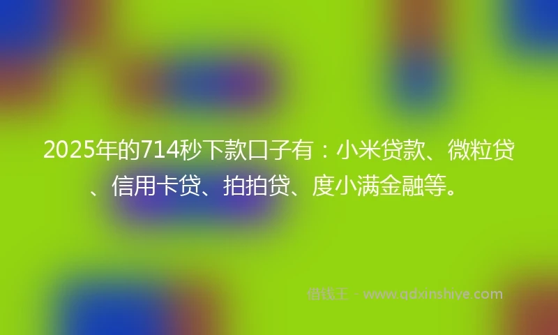 2025年的714秒下款口子有：小米贷款、微粒贷、信用卡贷、拍拍贷、度小满金融等。