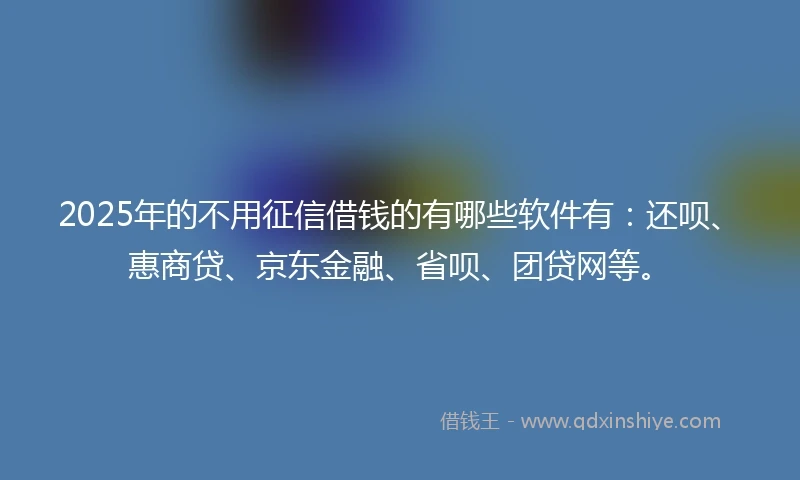 2025年的不用征信借钱的有哪些软件有：还呗、惠商贷、京东金融、省呗、团贷网等。