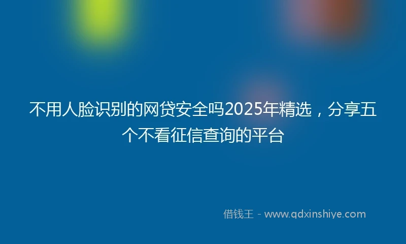 不用人脸识别的网贷安全吗2025年精选，分享五个不看征信查询的平台