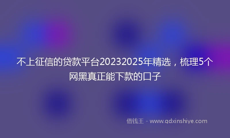 不上征信的贷款平台20232025年精选，梳理5个网黑真正能下款的口子
