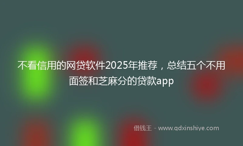 不看信用的网贷软件2025年推荐，总结五个不用面签和芝麻分的贷款app