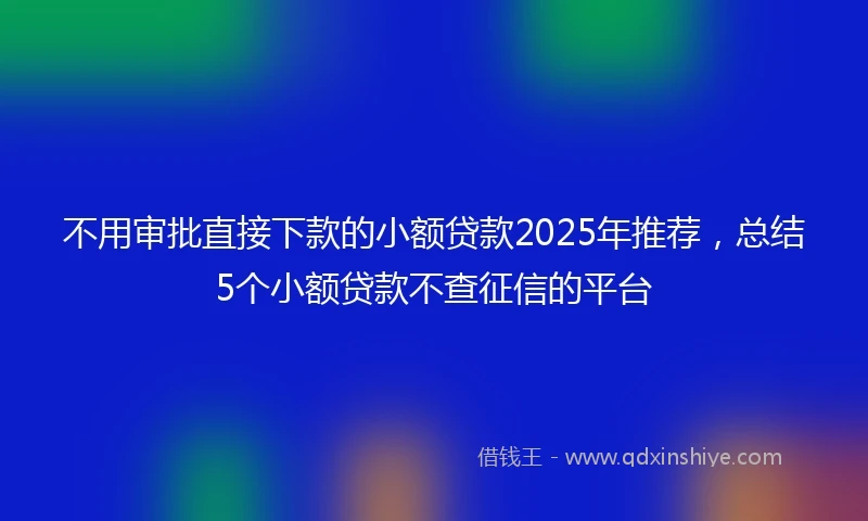 不用审批直接下款的小额贷款2025年推荐，总结5个小额贷款不查征信的平台