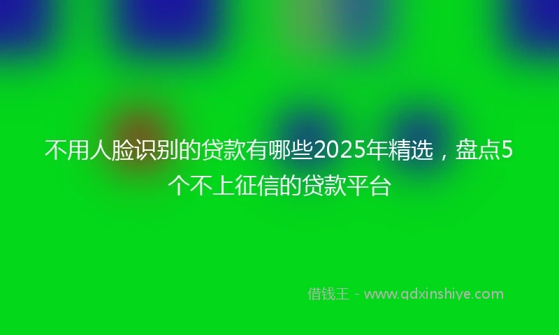 不用人脸识别的贷款有哪些2025年精选，盘点5个不上征信的贷款平台