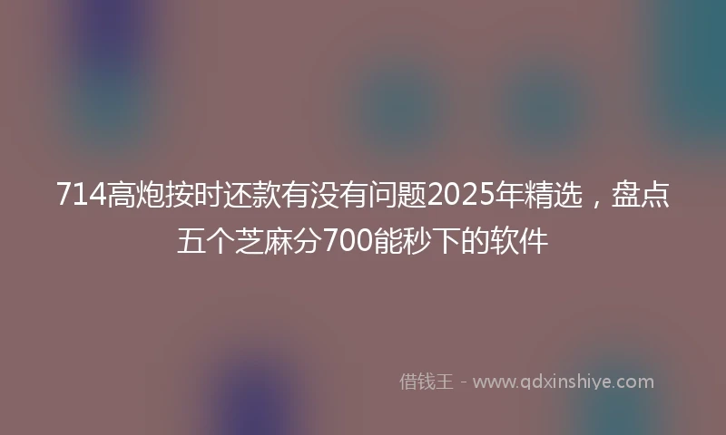 714高炮按时还款有没有问题2025年精选，盘点五个芝麻分700能秒下的软件
