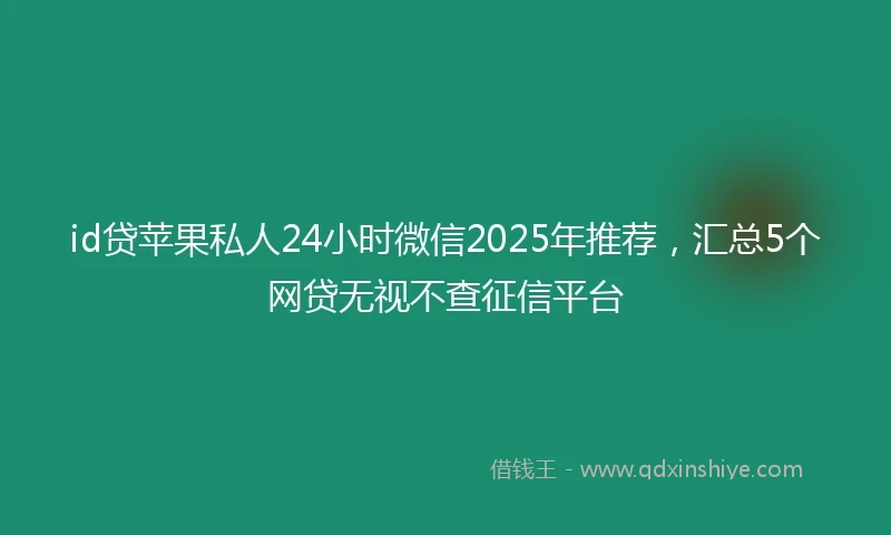 id贷苹果私人24小时微信2025年推荐，汇总5个网贷无视不查征信平台