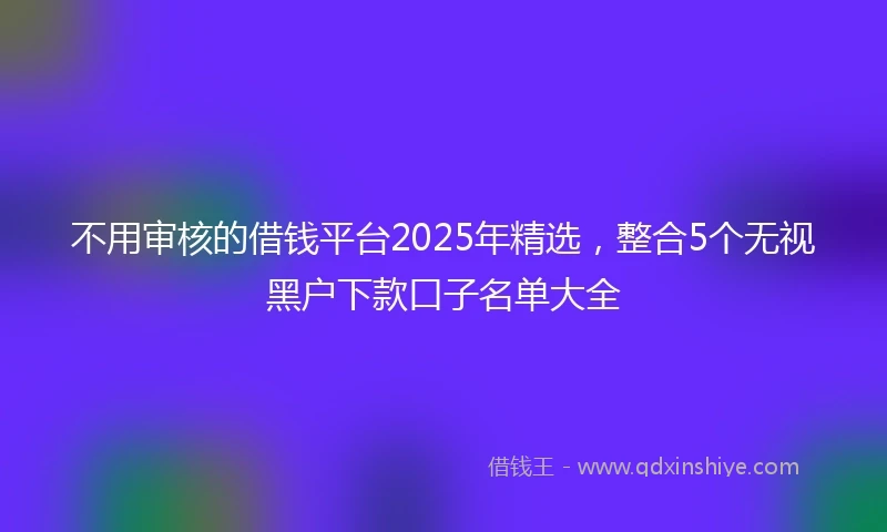 不用审核的借钱平台2025年精选，整合5个无视黑户下款口子名单大全