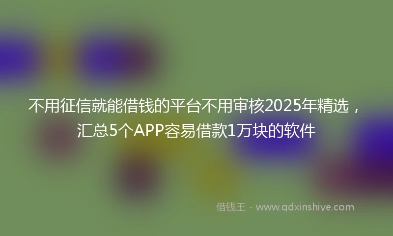不用征信就能借钱的平台不用审核2025年精选，汇总5个APP容易借款1万块的软件