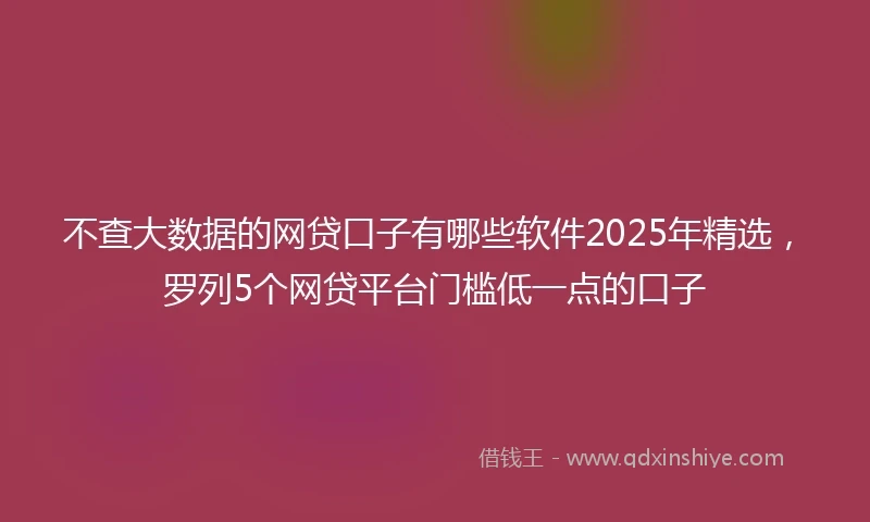 不查大数据的网贷口子有哪些软件2025年精选，罗列5个网贷平台门槛低一点的口子