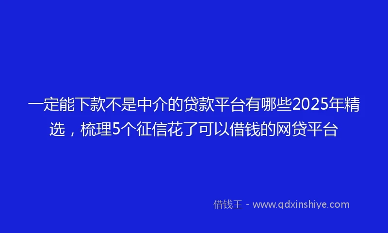 一定能下款不是中介的贷款平台有哪些2025年精选，梳理5个征信花了可以借钱的网贷平台