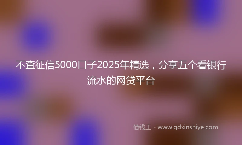 不查征信5000口子2025年精选，分享五个看银行流水的网贷平台