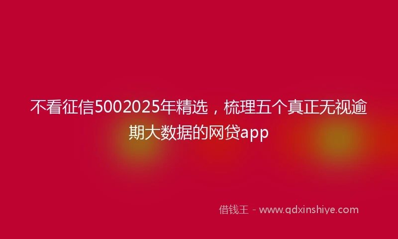 不看征信5002025年精选，梳理五个真正无视逾期大数据的网贷app