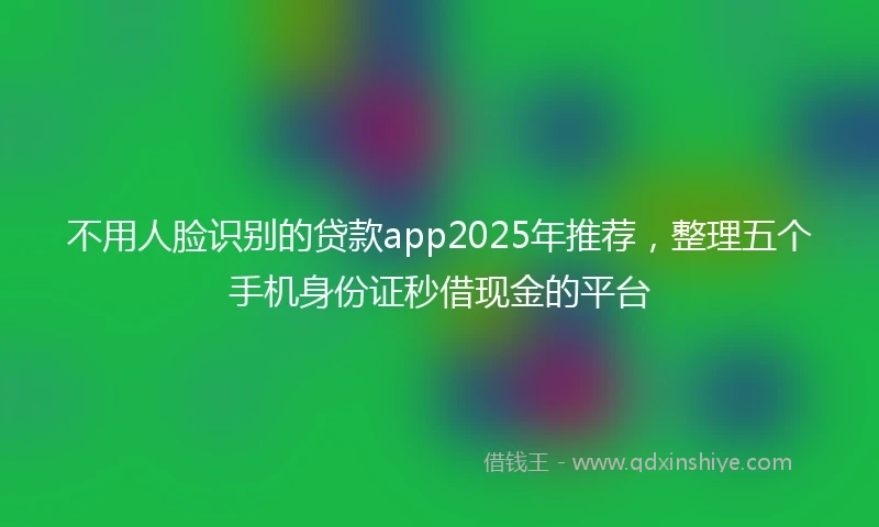 不用人脸识别的贷款app2025年推荐，整理五个手机身份证秒借现金的平台