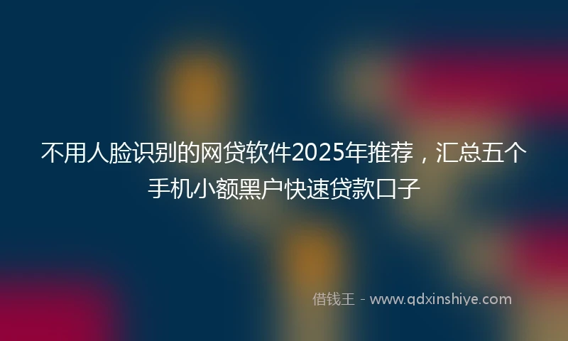 不用人脸识别的网贷软件2025年推荐，汇总五个手机小额黑户快速贷款口子