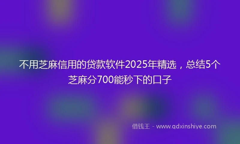 不用芝麻信用的贷款软件2025年精选，总结5个芝麻分700能秒下的口子