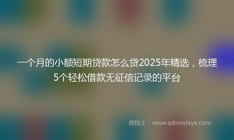 一个月的小额短期贷款怎么贷2025年精选，梳理5个轻松借款无征信记录的平台