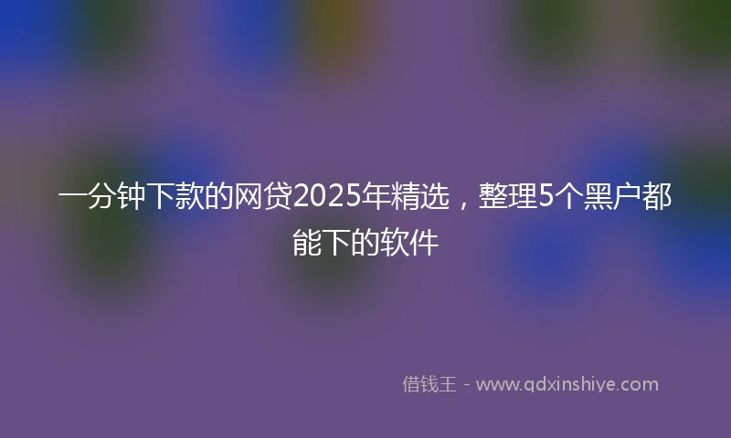 一分钟下款的网贷2025年精选，整理5个黑户都能下的软件
