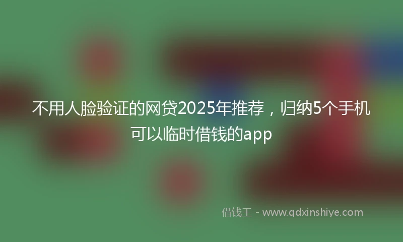 不用人脸验证的网贷2025年推荐，归纳5个手机可以临时借钱的app