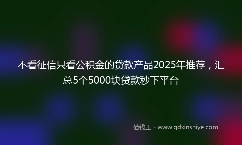 不看征信只看公积金的贷款产品2025年推荐，汇总5个5000块贷款秒下平台