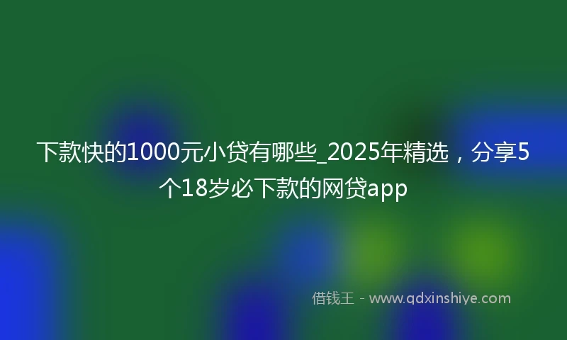 下款快的1000元小贷有哪些_2025年精选，分享5个18岁必下款的网贷app