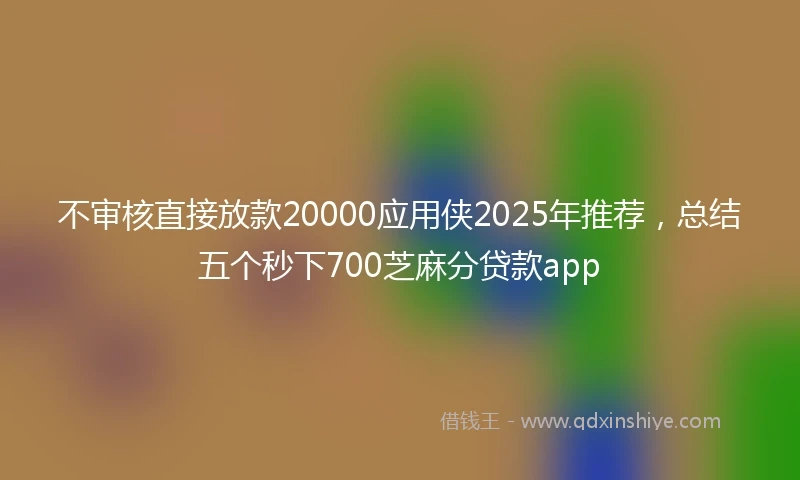 不审核直接放款20000应用侠2025年推荐,总结五个秒下700芝麻分贷款app