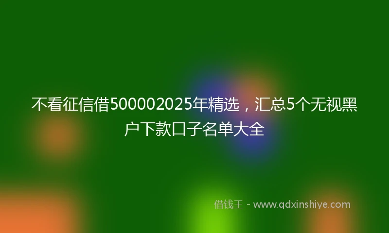 不看征信借500002025年精选，汇总5个无视黑户下款口子名单大全