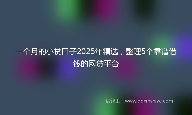 一个月的小贷口子2025年精选，整理5个靠谱借钱的网贷平台