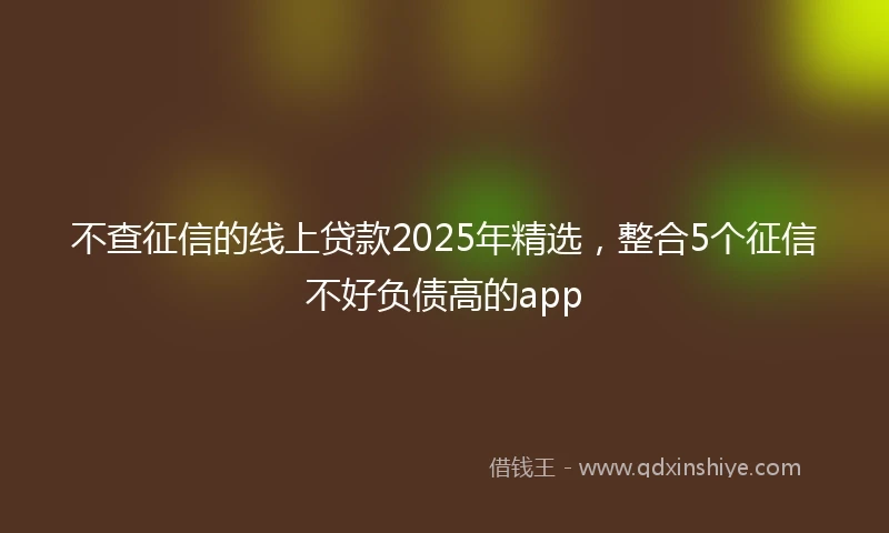 不查征信的线上贷款2025年精选，整合5个征信不好负债高的app