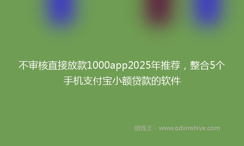 不审核直接放款1000app2025年推荐，整合5个手机支付宝小额贷款的软件