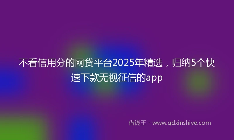 不看信用分的网贷平台2025年精选，归纳5个快速下款无视征信的app