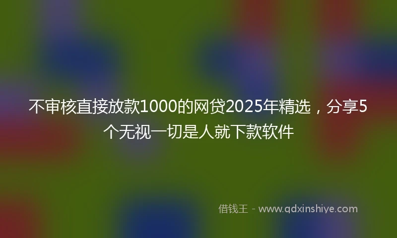 不审核直接放款1000的网贷2025年精选，分享5个无视一切是人就下款软件