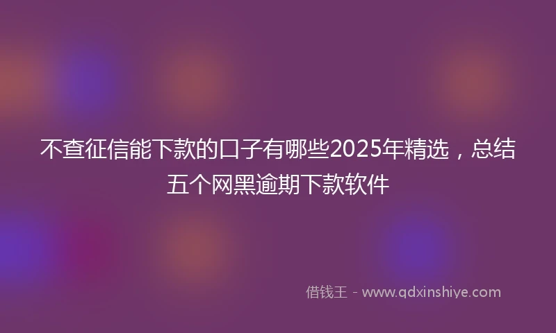 不查征信能下款的口子有哪些2025年精选，总结五个网黑逾期下款软件