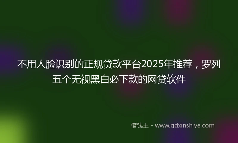 不用人脸识别的正规贷款平台2025年推荐，罗列五个无视黑白必下款的网贷软件
