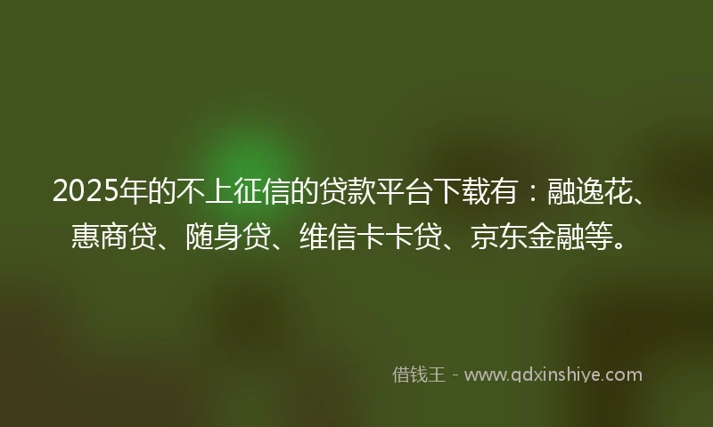 2025年的不上征信的贷款平台下载有：融逸花、惠商贷、随身贷、维信卡卡贷、京东金融等。