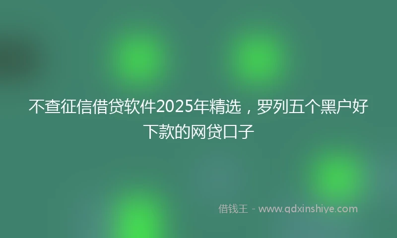 不查征信借贷软件2025年精选，罗列五个黑户好下款的网贷口子