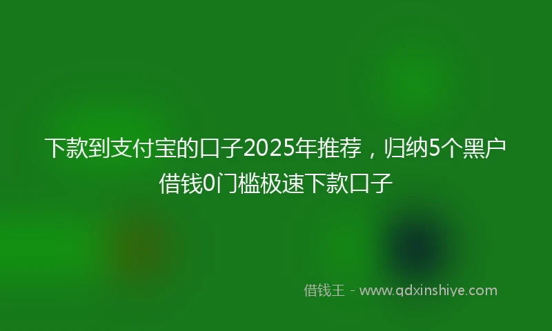 下款到支付宝的口子2025年推荐，归纳5个黑户借钱0门槛极速下款口子