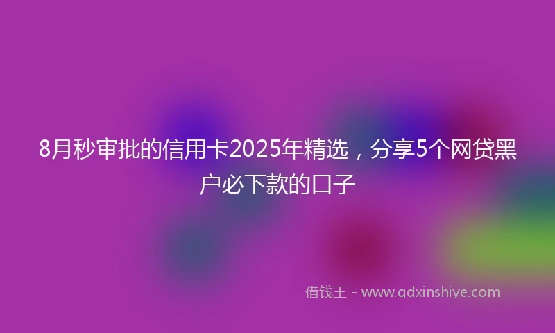 8月秒审批的信用卡2025年精选,分享5个网贷黑户必下款的口子