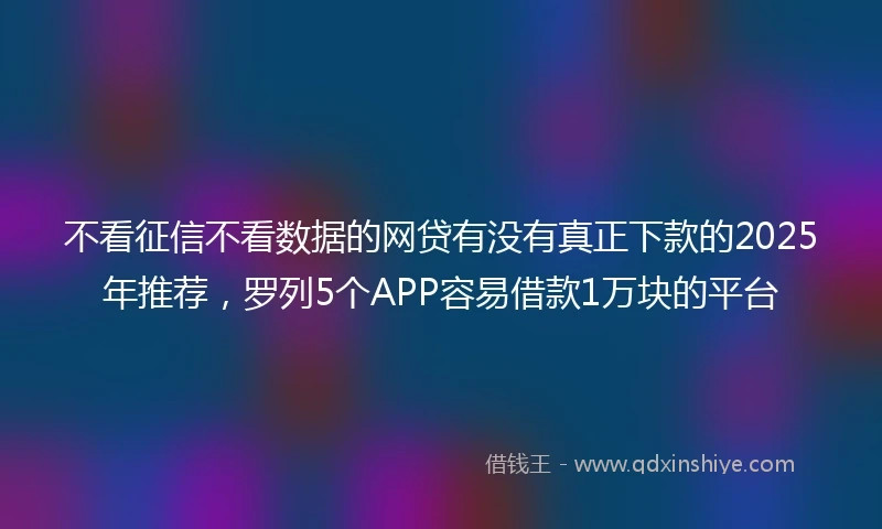 不看征信不看数据的网贷有没有真正下款的2025年推荐，罗列5个APP容易借款1万块的平台