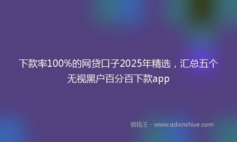 下款率100%的网贷口子2025年精选，汇总五个无视黑户百分百下款app