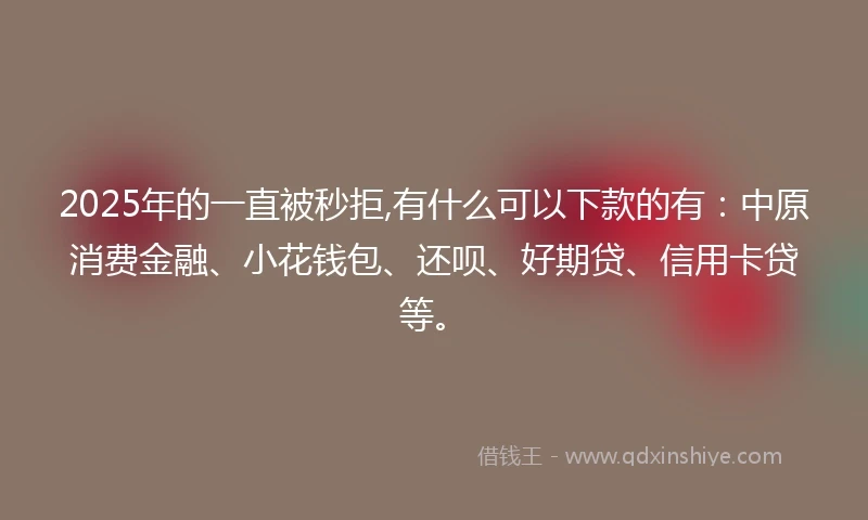 2025年的一直被秒拒,有什么可以下款的有：中原消费金融、小花钱包、还呗、好期贷、信用卡贷等。