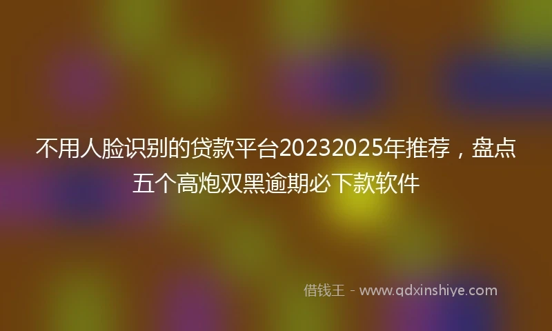不用人脸识别的贷款平台20232025年推荐，盘点五个高炮双黑逾期必下款软件