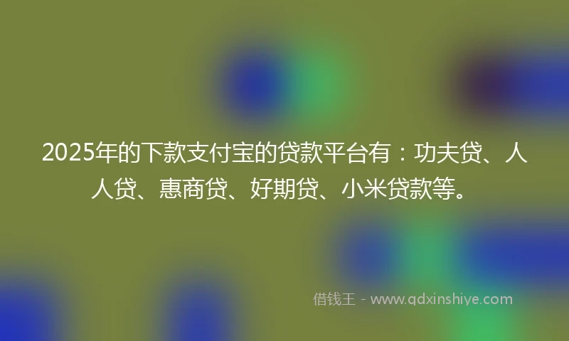 2025年的下款支付宝的贷款平台有：功夫贷、人人贷、惠商贷、好期贷、小米贷款等。