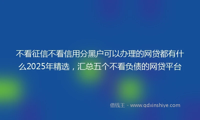不看征信不看信用分黑户可以办理的网贷都有什么2025年精选，汇总五个不看负债的网贷平台