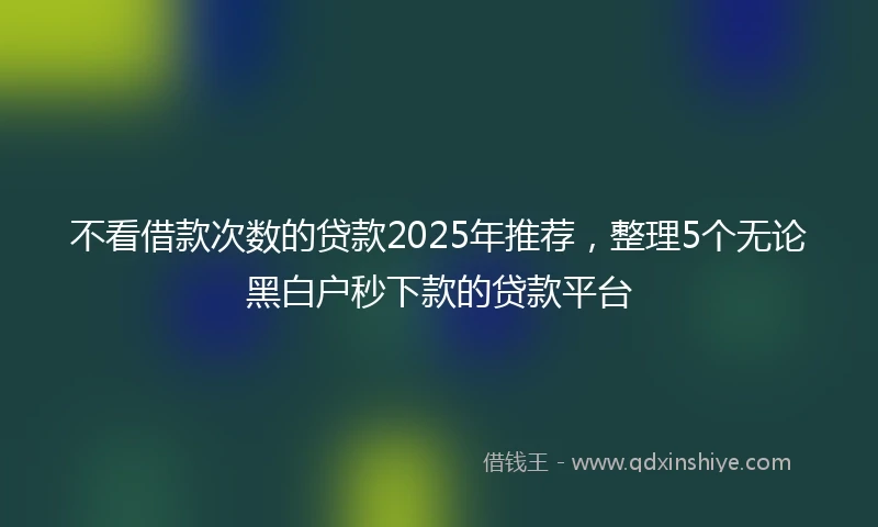 不看借款次数的贷款2025年推荐，整理5个无论黑白户秒下款的贷款平台