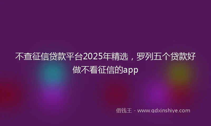 不查征信贷款平台2025年精选，罗列五个贷款好做不看征信的app