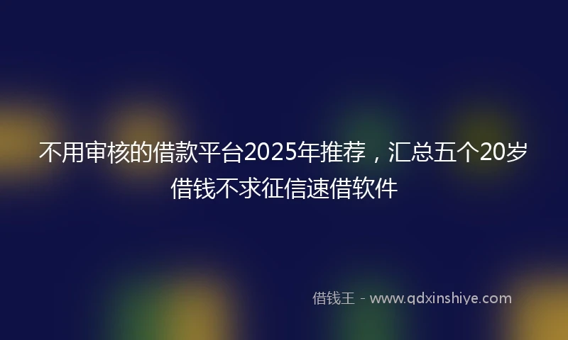 不用审核的借款平台2025年推荐，汇总五个20岁借钱不求征信速借软件