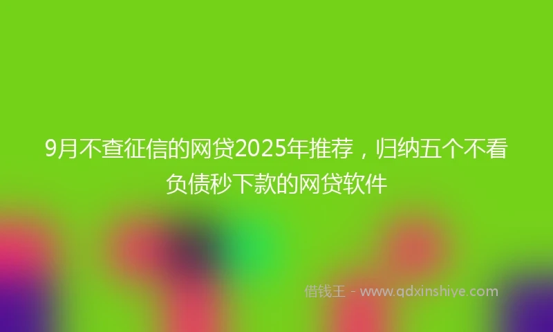 9月不查征信的网贷2025年推荐，归纳五个不看负债秒下款的网贷软件