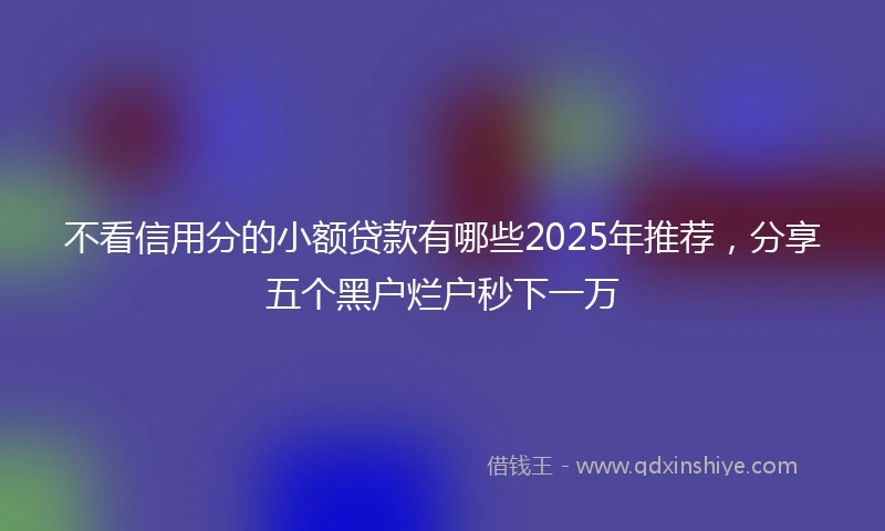 不看信用分的小额贷款有哪些2025年推荐，分享五个黑户烂户秒下一万